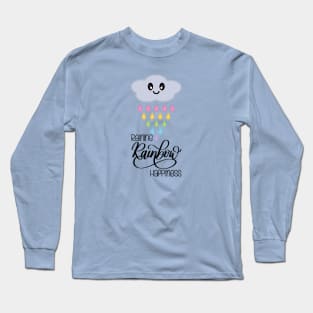 Raining Rainbow Happiness Kawaii Cute Rain Cloud in Blue Long Sleeve T-Shirt